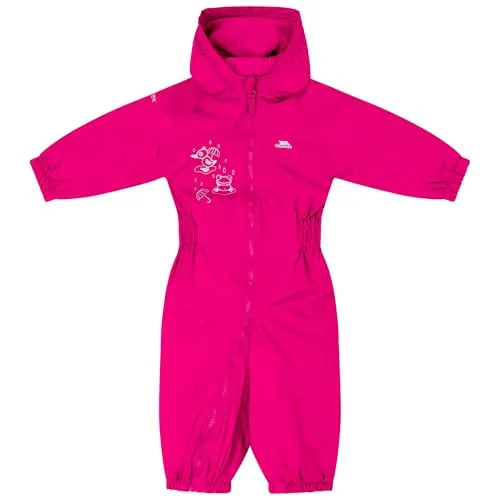 Trespass Unisex Kinder DRIPDROP Wasserdichter Regenanzug, Rosa (Gerbera) für 12/18 Monate - Regenanzug für Kinder, wasserabweisend und atmungsaktiv, ideal für nasse Tage. Mit reflektierenden Paspeln und elastischen Bündchen für optimalen Schutz und Komfort.