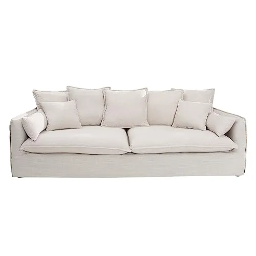 riess-ambiente 3er Sofa HEAVEN - 200cm natur beige - Sofa in hochwertigem Leinenstoff mit Federkern für ultimativen Komfort. Abnehmbarer Bezug macht die Pflege kinderleicht, ideal für stilbewusste Wohnräume.
