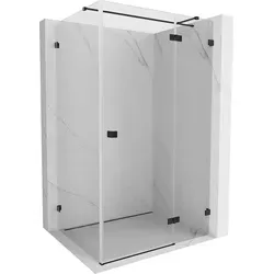 Mexen Lunar T Duschkabine 140 x 120 cm - Schwingtür rechts, transparent, schwarz - Elegante Mexen Lunar T Duschkabine mit 8 mm gehärtetem Glas und schickem schwarzen Profil. Ideal für moderne Badezimmer, bietet sie eine großzügige Eingangsbreite von 1100 mm.