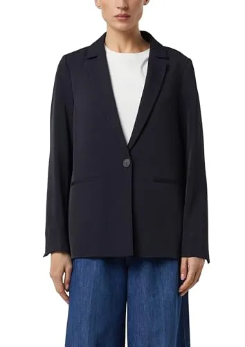 Jackenblazer COMMA Damen, navy, Oversize-Design - Stylischer Jackenblazer von Comma in Navy für Frauen, oversize geschnitten und mit tiefem V-Ausschnitt. Perfekt für einen eleganten Look und vielseitig kombinierbar.
