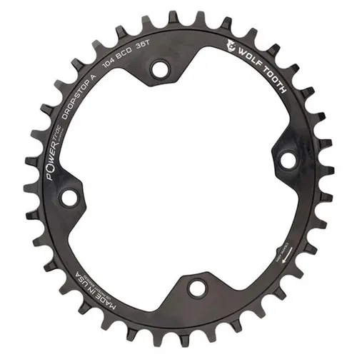 Wolf Tooth PowerTrac Elliptical Kettenblatt 104 BCD 32 Z., Drop-Stop B, schwarz - Hochwertiges, ovales Kettenblatt mit 32 Zähnen für optimierte Kraftübertragung und verbesserte Effizienz beim Radfahren. Ideal für sportliche Einsätze und anspruchsvolle Trails! Perfekt für Fahrradschaltungsteile.
