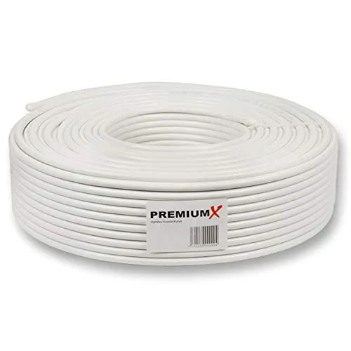 Premium X 50m Basic Koaxialkabel 135dB 4-Fach geschirmt CCS Kupfer-Stahl Satelliten Koaxkabel Antennenkabel Digital SAT TV Kabel