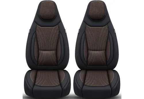 BREMER SITZBEZÜGE Autositzbezug für Adria Coral Adriatik Silver (C12) - Hochwertige Autositzbezüge in Schwarz/Braun, ideal für Komfort und Schutz bei langen Fahrten. Atmungsaktives Material, geeignet für Sitzheizungen, einfache Montage mit Klettsystem.