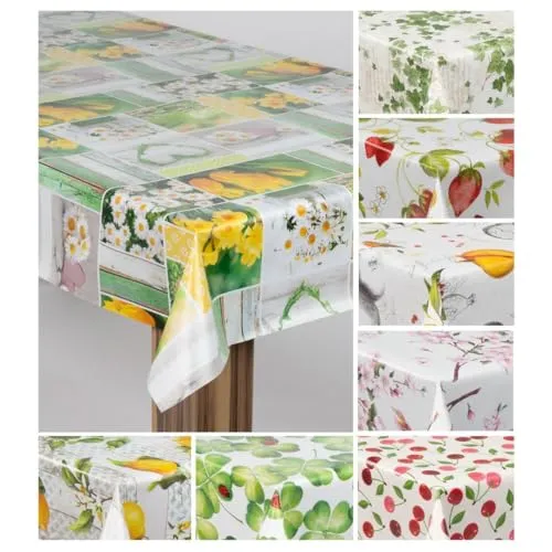 laro Wachstuch-Tischdecke Wachstischdecke Gartentischdecke, Muster:Blumen Narzissen Tulpen Margeriten, Größe:80x120