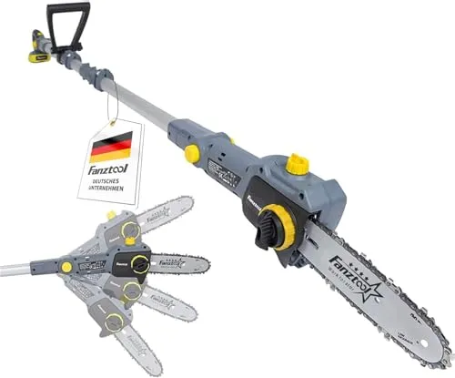 Fanztool Akku-Kettensäge 20V Hochentaster mit 2Ah Akku - Kettensägen für einfaches und sicheres Schneiden, ideal für Gartenarbeiten mit einer Schwertlänge von 203 mm und inklusive Ladegerät.