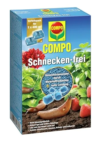 COMPO Schnecken-frei 2 x 200g - Effektiver Unkrautvernichter für Garten und Gewächshaus, bienenfreundlich und gebrauchsfertig gegen Schnecken in Blumenbeeten und Gemüsebeeten.