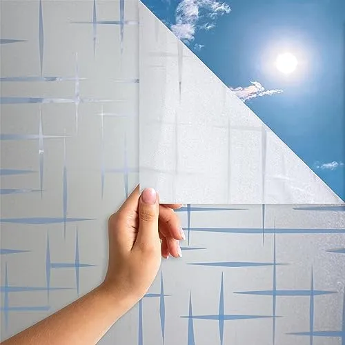 MARAPON Fensterfolie Blickdicht von aussen mit Sternmuster 0,90x2 m Sichtschutzfolie Fenster mit statischer Haftung, Milchglasfolie für Sichtschutz Fenster, Folie Fenster Sterne fensterdekoration