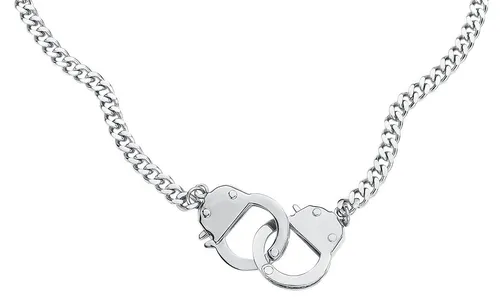ECHT Halskette Herren Handschellen silberfarben Biker, Rockwear Edelstahl