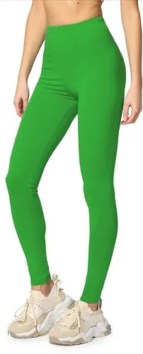 Merry Style Leggings Damen Baumwolle für das ganze Jahr Bequeme Leggings Blickdicht Damen Ideal für Yoga Sport Gym und Freizeit MS10-198 (Grün,M)