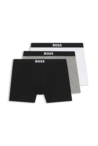 BOSS Herren Boxer Brief 3p One, Assorted Pre-pack - Herren-Boxershorts mit mittlerer Bundhöhe, sichtbarem Elastikbund und aus softem Baumwoll-Jersey-Mix für optimalen Tragekomfort.