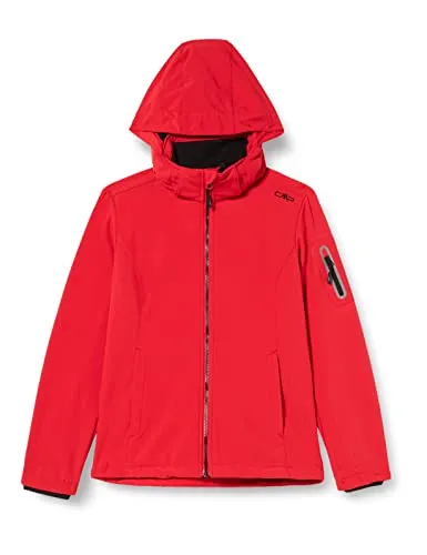 CMP Woman Jacket Zip Hood ferrari-nero (55BE) 44 - Softshelljacke für Frauen, wasserabweisend und atmungsaktiv mit abnehmbarer Kapuze – ideal für wechselhafte Wetterbedingungen und Outdoor-Abenteuer.
