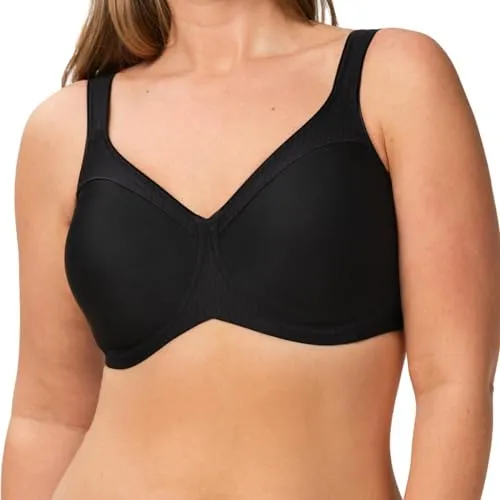Triumph Modern Soft & Cotton W01 Minimizer-BH 85C Black - Funktionsunterwäsche mit formenden Bügeln, sanften Jersey-Cups und breiteren, gepolsterten Trägern für optimalen Tragekomfort.