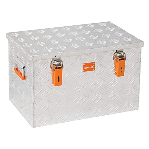 ALUBOX® RL67 Riffelblech Alukiste 67 Liter - Werkzeugtruhe aus Aluminium, wasserfest und spritzwasserdicht, ideal für sicheren Transport und Lagerung von Werkzeugen.