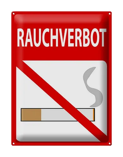 Femer GmbH Metallschild Hinweis 30 x 40cm Rauchverbot, (1 St), gewölbte Oberfläche, abgerundete Ecken, umgeschlagene Kanten