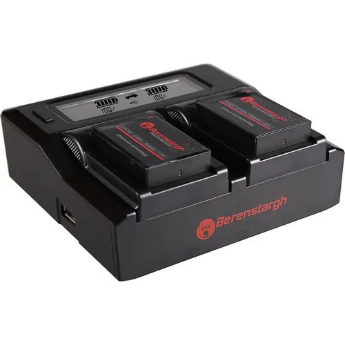 Berenstargh Dual LCD USB Ladegerät f. Canon LP-E12 EOS M (Kamera Akku Ladegerät) (61064203)