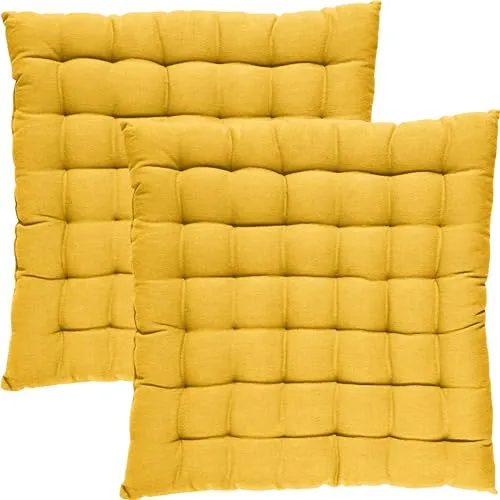 REDBEST Stuhlkissen Tulsa 2er-Pack Curry 40x40x3 cm - Hochwertige Sitzpolster im modernen Uni Design aus 100% Baumwolle, ideal für gemütliche Stunden. Pflegeleicht bei 40° waschbar und für niedrige Temperaturen im Trockner geeignet.
