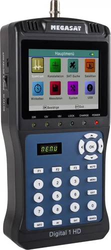 MEGASAT Sat-Messgerät Digital 1 HD - 8,9 cm LCD Farb-Display, einfache Satellitenausrichtung mit integrierter Receiver-Funktion und bis zu 3 Stunden Akkulaufzeit