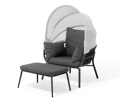 Leco Hängesessel mit Fußhocker - anthrazit - Hängesessel mit verstellbarem Sonnendach, inkl. Polsterauflage und Kissen, separater Fußhocker für optimalen Komfort, UV- und witterungsbeständig.