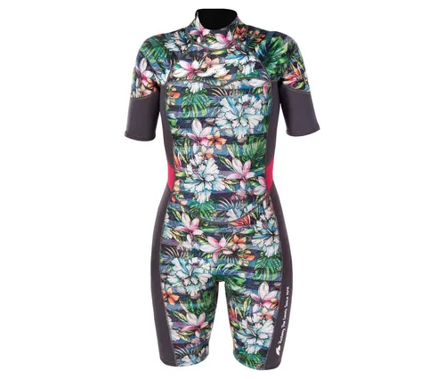Tchibo F2 Damen-Neoprenanzug »Happiness Shorty« - Gr. XL - Mehrfarbig - Der F2 Damen-Neoprenanzug »Happiness Shorty« mit 3/2 mm Materialstärke bietet hervorragenden Komfort und Flexibilität. Ideal für Wassersport in wärmeren Gewässern, schützt er vor Wind und Kälte.