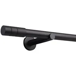 Deco-Raum Gardinenstange Zylinder, Ø 25 mm - Hochwertige 1-läufige Gardinenstange in Schwarz-matt, individuell kürzbar und inklusive Montagematerial. Ideal für eine stilvolle Fensterdekoration.