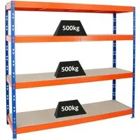 PROREGAL Profi Schwerlastregal Rhino EXTRA BREIT 180x200x60cm - Regale für schwere Lasten mit einer Tragkraft von 500kg pro Ebene – ideal für Werkstätten, Garagen und Lager.