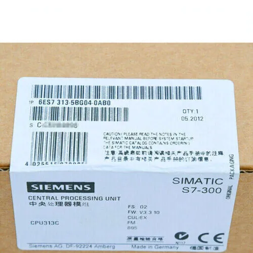 Siemens 6ES7313-5BG04-0AB0 SPS-Prozessor - SPS-Prozessor Simatic S7-300, leistungsstarke CPU für effiziente Automatisierungslösungen.