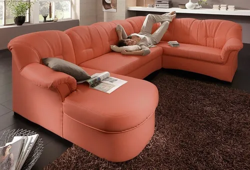 DOMO collection Wohnlandschaft Papenburg, zeitlose Rückensteppung, elegante Formensprache, U-Form, in großer Farbvielfalt, wahlweise mit Bettfunktion