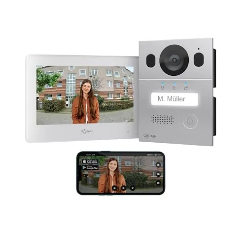 GOLIATH Basic Video Türsprechanlage, 7" Monitor mit Kamera - Gegensprechanlagen mit einfacher Installation und HD Touchscreen. Inklusive WLAN-Anbindung, Nachtsicht und erweiterbar für zusätzliche Stationen.