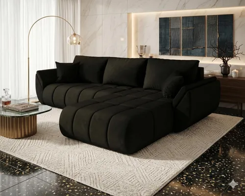 CORNERO Ecksofa SYDNEY PREMIUM mit Schlaffunktion - Modernes Ecksofa SYDNEY PREMIUM in Dunkelgrau mit Schlaffunktion und Stauraum. Ideal für stilvolle Wohnzimmer, bietet es optimalen Komfort und Platz für die ganze Familie.