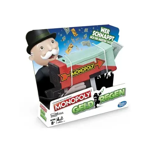 Hasbro Gaming E3037100 Monopoly Geldregen - Familienspiel mit Geldblaster, aufregender Spaß für 3+ Spieler ab 8 Jahren