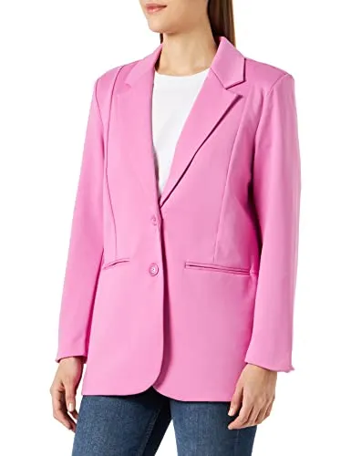 ICHI IHKATE SUS OVERSIZE BL Damen Blazer Longblazer Jacke Long-Blazer mit Knöpfen Stretch und Reverskragen, Größe:L, Farbe:Super Pink (172625)