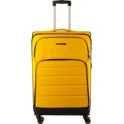 Franky Weichgepäck-Trolley T1-B - L Spinner 75er mit 8 Rollen und TSA-Schloss, gelb - Weichschalenkoffer mit 109 l Volumen, ideal für Reisen. Komfortable 8 Doppelrollen und TSA-Schloss für sicheres Reisen.