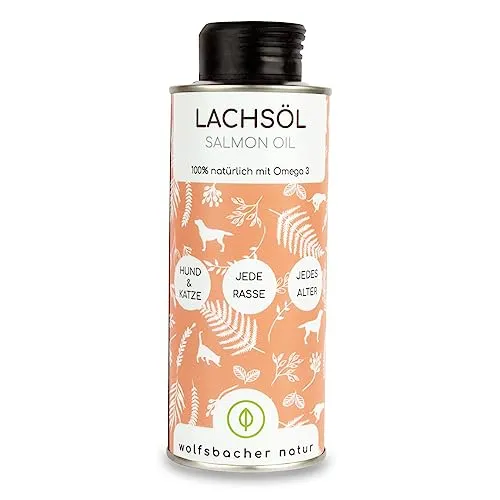 Lachsöl für Hunde und Katzen mit Omega 3 & 6 I 250ml norwegisches, natürliches Lachs-Öl aus Atlantik-Meer-Lachs I Hochdosiertes Ergänzungsmittel