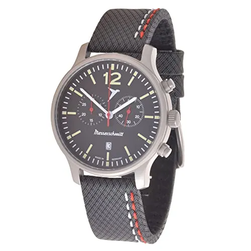 Messerschmitt Funktions-Fliegerchronograph ME5021-42L - Chronograph mit robustem Edelstahlgehäuse und wasserdicht bis 5 atm. Ideal für Sportler durch das leichte Neoprenarmband und die präzise Stoppfunktion.