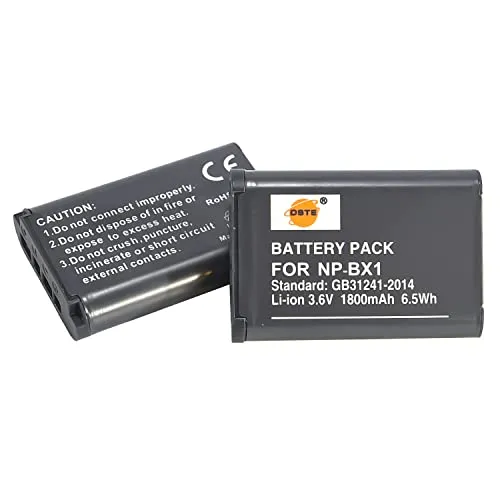 DSTE 2PCS NP-BX1 Li-Ion Akku Kompatibel mit Sony ZV-1, DSC-RX100 VII, DSC-RX100 II, DSC-RX100M II, DSC-RX100 III, DSC-RX100 V, DSC-RX100 IV