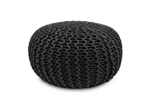 Amago home Strickhocker Pouf Ø45 cm - Nachhaltiger Sitzhocker aus Baumwolle - Hochwertiger Hocker für Wohnzimmer, handgefertigt aus 100% recycelter Baumwolle. Der trendige Pouf in Grobstrick-Optik ist leicht und vielseitig einsetzbar – ideal als Sitzgelegenheit oder Fußablage.