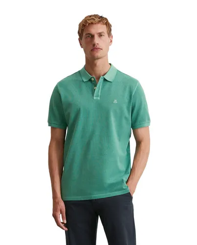 Herren Poloshirt MARC O'POLO - Eucalyptus, Gr. M - Klassisches, kurzarm Poloshirt aus 100% Baumwolle im eleganten Eucalyptus-Grün. Ideal für lässige Anlässe, bietet es durch den atmungsaktiven Piqué-Stoff hohen Tragekomfort.