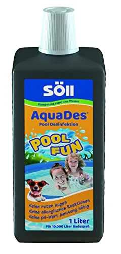 Söll 83692 AquaDes, 1 l - Pool-Desinfektion für sauberes Badewasser - AquaDes von Söll (1 l für 10.000 Liter) sorgt für hygienisch sauberes Badewasser und schützt vor Keimen. Einfach anzuwenden für eine sichere Poolpflege, ideal für Familien und Allergiker.