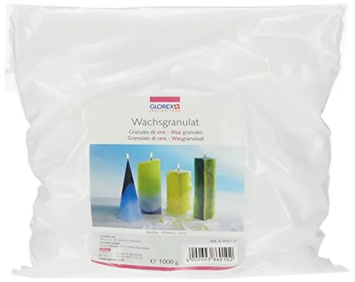 Glorex 6 8601 0 - Wachsgranulat in Pastillenform, 1000 g, Kerzenwachs auf Paraffinbasis, zur Kerzenherstellung, gebrauchsfertig