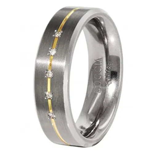 Boccia Damen-Ring mit 5 Brillianten – Titan 0101-1954 - Ringe für Damen, eleganter Titanring mit 5 funkelnden Brillianten für einen zeitlosen Look.