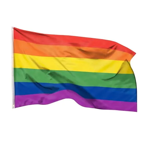 Aricona Regenbogen Flagge 90x150cm - wetterbeständige Pride Fahne mit Messingösen, 100% Polyester, robuste Doppelnaht & in lebendigen Farben - ideal für Flaggen-Liebhaber