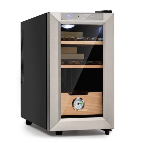 Klarstein El Presidente 23 Humidor 45 W Touch - Eleganter Zigarrenhumidor mit 23L Volumen, optimalen Lagerbedingungen und Zedernholzschublade für den perfekten Genuss.
