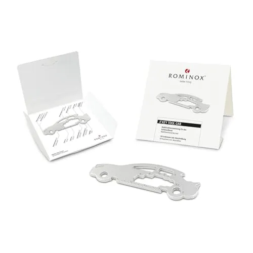 Geschenkartikel: ROMINOX Key Tool // Auto/Car, 18 Funktionen, Keytool Schlüsselanhänger, Flaschenöffner, Edelstahl Multitool, Multifunktionswerkzeug, Führerschein, Kleinigkeit für Adventskalender