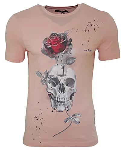 Religion Clothing Herren T-Shirt Growing Skull-Rosa-XL