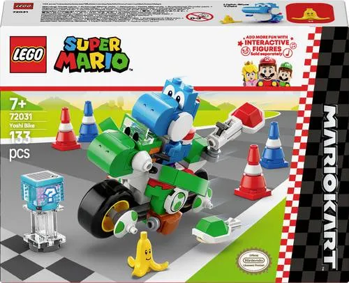 LEGO Super Mario Mario Kart - Yoshi-Bike 72031 - Spielzeug-Set mit Yoshi-Bike und erstmals hellblauem Yoshi, interaktives Spielerlebnis mit LEGO Mario, Luigi oder Peach für aufregende Rennen und Soundeffekte.
