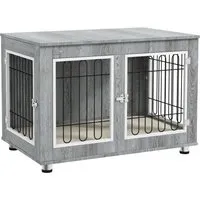 PawHut Hundekäfig Möbel mit 2 Türen und Kissen - Hundehütte für große Hunde bis 25 kg, bietet sicheren Rückzugsort mit abnehmbarem, waschbarem Kissen für höchsten Komfort und stilvolles Design, das in jede Einrichtung passt.