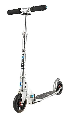 Micro Scooter SpeedPlus schwarz/orange - Faltbarer Kickboard Roller für Kinder und Erwachsene - Roller / Kickboards mit schockabsorbierenden Rädern für eine ruhige Fahrt, ideal für Kinder ab 5 Jahren bis Erwachsene, leicht und kompakt für einfachen Transport.