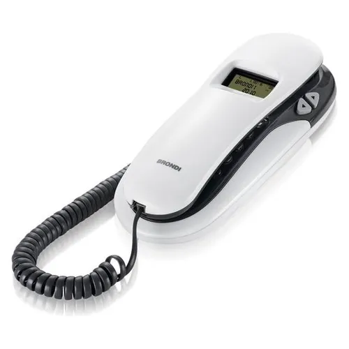 BRONDI KENOBY CID Telefon mit großem Display - Festnetztelefon in Weiß/Grau mit SOS-Funktion und Speicherung von bis zu 80 Anrufen – ideal für Senioren und Sicherheit.