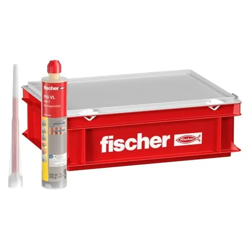 fischer Montagemörtel FIS VL 300 T im praktischen Handwerkerkoffer, wirtschaftliche Lösung für Standardanwendungen in Voll- und Lochstein und gerissenem Beton, 10 Kartuschen à 300 ml