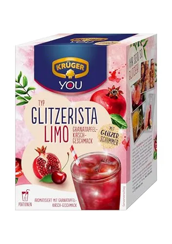 KRÜGER Glitzerista Limo Granatapfel-Kirsch, mit echtem Glitzer-Schimmer, 200g (10x 20g Sachets)